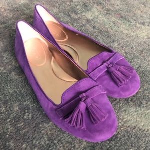 Coach Deedra Purple Suede Tassel Flats 8